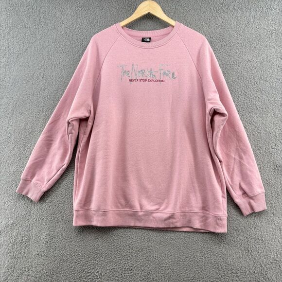 The North Face Women’s XXL Graphic Injection Crew Sweatshirt Pink Pullover - Picture 1 of 12